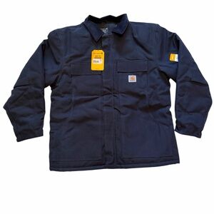 Carhartt Firm Duck Insulated Traditional Coat NAVY Loose Fit  LARGE TALL